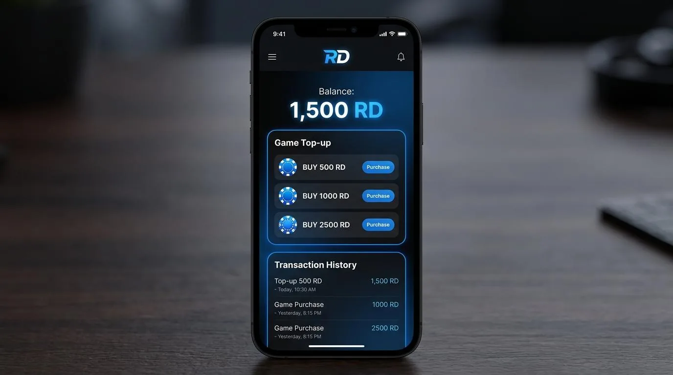 Screenshot topup game RD di Royal Dream Store Utama — chip & koin emas